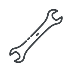 Wrench line icon side view isolated on white background