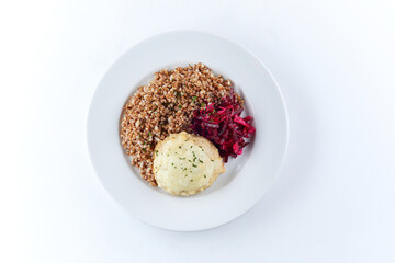 buckwheat with cutlet and salad