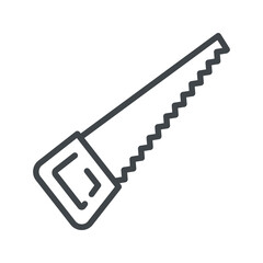 Handsaw line icon side view isolated on white transparent background