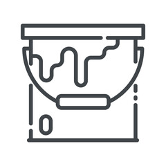 Paint can line icon side view isolated on white transparent background.