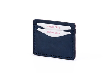 Handmade Genuine Leather Credit Card Holder, white background