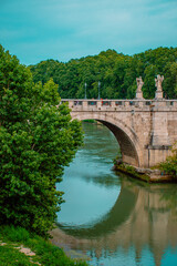 Fototapeta na wymiar View on Saint Angelo bridge in Rome, Italy.