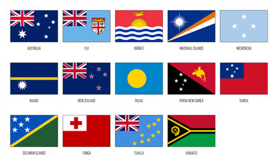 Australia and Oceania vector national flag collection