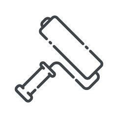 Paint roller line icon side view isolated