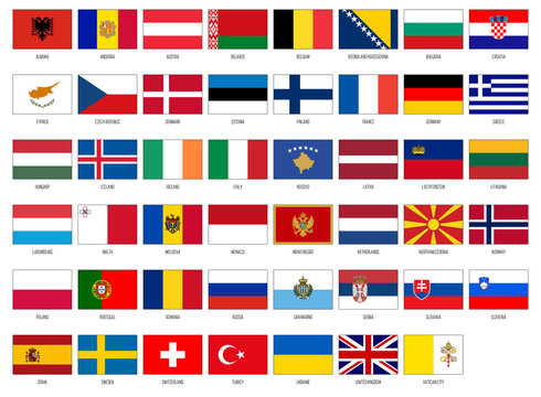 Europe vector national flag collection
