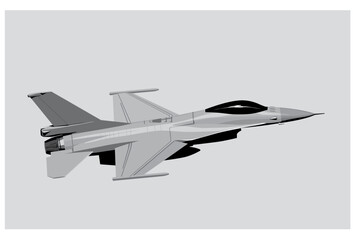 Lockheed Martin F-16 Fighting Falcon. Stylized image of a modern jet fighter. Vector image for prints, poster and illustrations. - obrazy, fototapety, plakaty