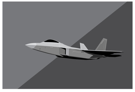 Lockheed Martin F-22 Raptor. Stylized image of a modern jet fighter. Vector image for prints, poster and illustrations.