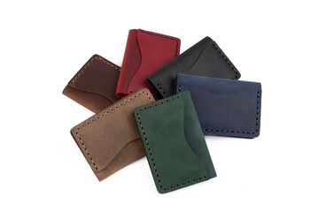 Handmade Genuine Leather Credit Card Holder, white background