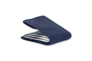 Handmade Genuine Leather wallet credit card holder  white background
