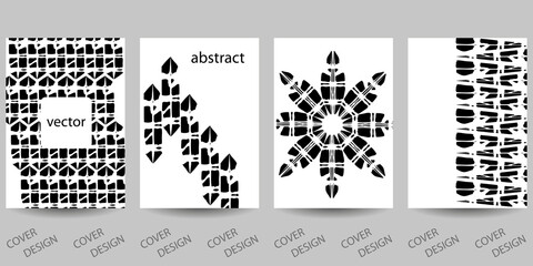 Fototapeta na wymiar Trendy template for design cover, poster, flyer. Layout set for sales, presentations. Minimalistic geometric background in black and white. Vector. Grunge texture.