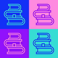 Pop art line Book icon isolated on color background. Vector