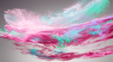 Amazing long pink clouds on grey background