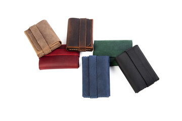 Handmade Genuine Leather Credit Card Holder, white background