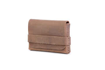 Handmade Genuine Leather Credit Card Holder, white background