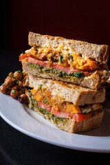 Veggie and Meat Sandwich on a Plate