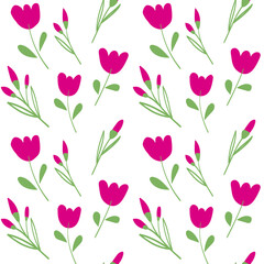 Obraz premium Seamless pattern of hand-drawn spring flowers