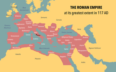 Fototapeta premium Map of Roman Empire territory at its peak