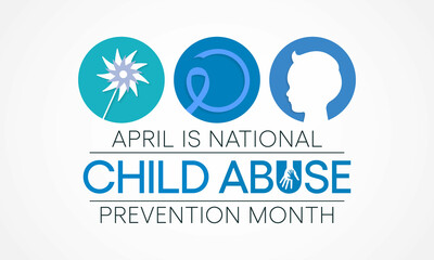 Child Abuse prevention month is observed every year in April, to raising awareness and preventing child abuse. Vector illustration
