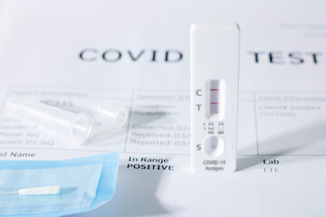 Medical examination for COVID-19, RST rapid test kit for streptococcus, RADT antigen detection test.