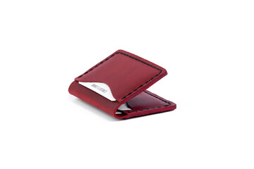 Handmade Genuine Leather Credit Card Holder, white background