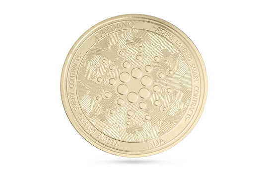 Cardano coin isolated on white background. Cryptocurrency