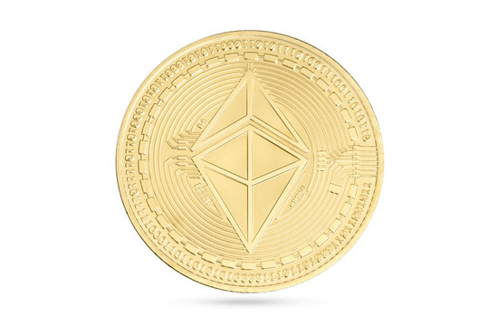 Ethereum coin isolated on white background. Cryptocurrency