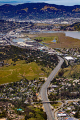 The 101 Freeway Cuts through the Neighborhood of Sausalito, California, USA