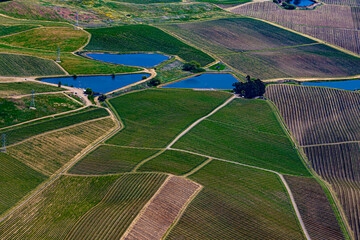 Flying over Several of the Vineyards and Reservoirs in Sonoma County, California, USA
