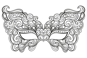 Luxurious masquerade mask. Vector illustration isolated on white background