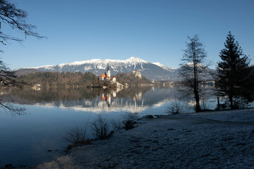 lake Bled in winter