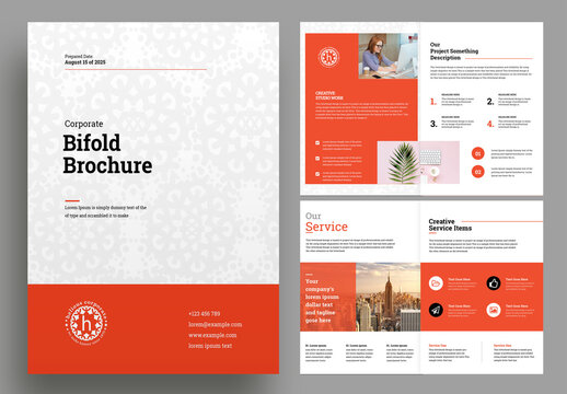Red Accent Business Bifold Brochure