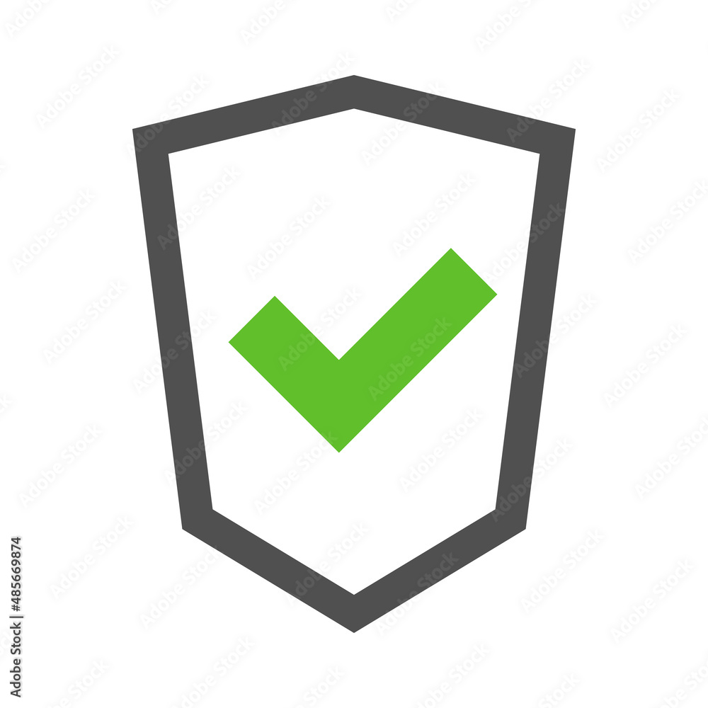 Poster shield icon with check mark. certification badge. vectors.