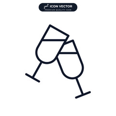 Champagne glasses icon symbol template for graphic and web design collection logo vector illustration