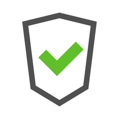 Shield icon with check mark. Certification badge. Vectors.