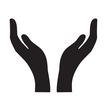 Vector protecting hands icon. Cupped hands. 10 EPS.