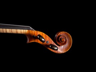 Old violin on black background