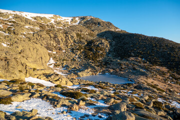 landscape with snow and mountains