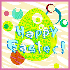 A postcard for Easter. Square design.Festive Easter greetings. Bright abstract illustration. Happy Easter.