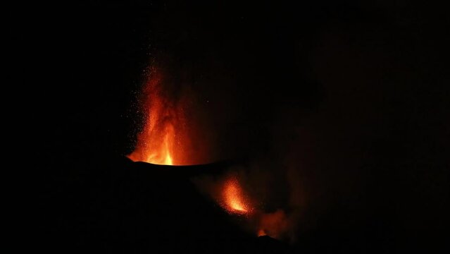 Timelapse de la erupci&oacute;n del Volc&aacute;n Cumbre Vieja, La Palma, Islas Canarias, Espa&ntilde;a.
