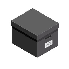 Black Cardboard archive storage box isolated on white background.