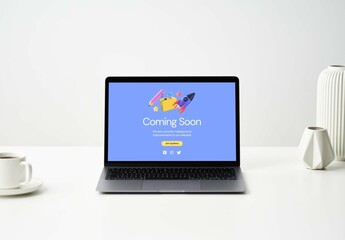 Frontal Computer Mockup with White Elements