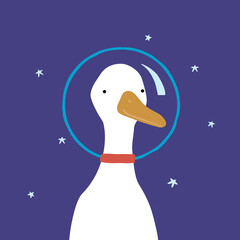 Fanny goose astronaut. Kids graphic. Vector hand drawn illustration.