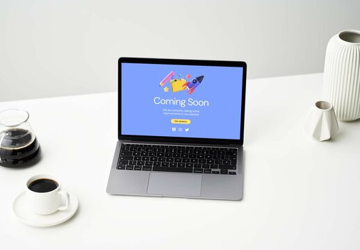 Laptop Mockup with White Elements