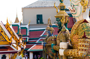 Colourful guardian statue close up, Grand Palace, Bangkok, Thailand, Southeast Asia, Asia, Southeast Asia