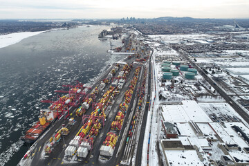defaulShip are being loaded of container at the Port of Montreal City