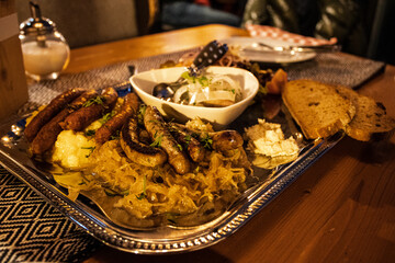 Set of bavarian sausages