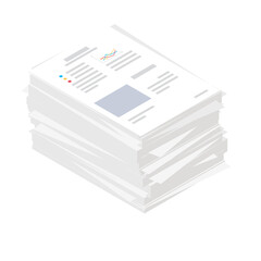 Carelessly folded stack of documents. Financial or accounting reporting.