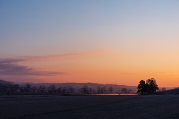 Clean Sunrise Sky Background with Trees in the Corner | Amish Country, Ohio - Holmes County