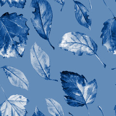 Autumn leaves in watercolor, seamless pattern for printing on fabric or paper. - 485681415