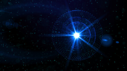 Fototapeta premium Digital blue planet of Earth, 3D animation